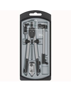 FABER CASTELL COMPÁS DE AJUSTE RÁPIDO ADAPTADOR UNIVERSAL ALARGADERA Y ACCESORIOS