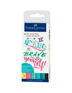 FABER CASTELL ROTULADORES PITT ARTIST PEN HAND LETTERING SUPERFINAPINCEL CSURTIDOS PASTEL ESTUCHE 6 UD