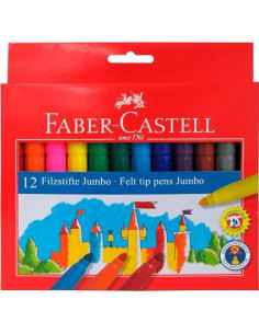 FABER CASTELL ROTULADORES JUMBO COLORES SURTIDOS ESTUCHE 12 UD