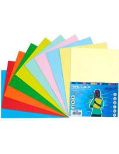 FABRISA PAPEL DIN A4 80GR INKJETLÁSER PAQUETE 100H RETRACTILADO COLORES SURTIDOS PASTEL  FUERTES