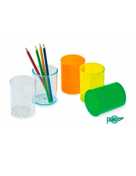 FAIBO CUBILETE PORTALÁPICES PLÁSTICO TRANSPARENTE NEGRO