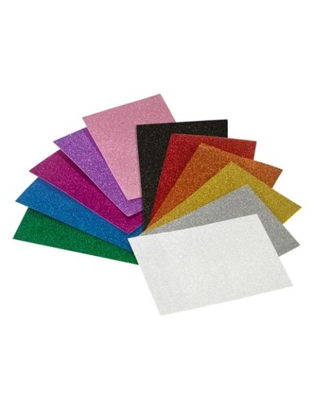 FAIBO GOMA EVA 40X60CM GROSOR 2MM PURPURINA BLANCO BOLSA 3 UD