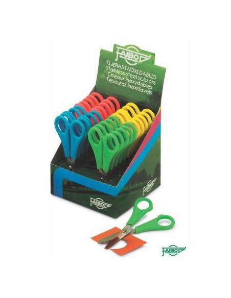 FAIBO TIJERAS ESCOLARES 13CM SIMÉTRICAS MANGO CSURTIDOS