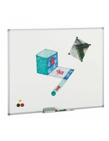 FAIBO PIZARRA BLANCA ACERO VITRIFICADA APTA PARA IMANES MARCO DE ALUMINIO 122X200CM
