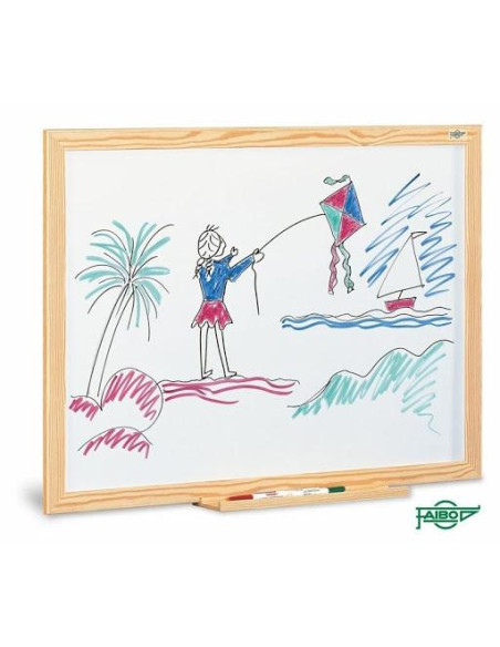FAIBO PIZARRA BLANCA ESTRATIFICADA MARCO DE MADERA SIN CAJETIN 80X120CM