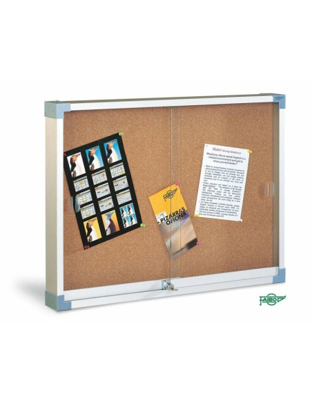 FAIBO VITRINA PARA ANUNCIOS PUERTA CRISTAL Y SUPERFICIE DE CORCHO 100X146CM