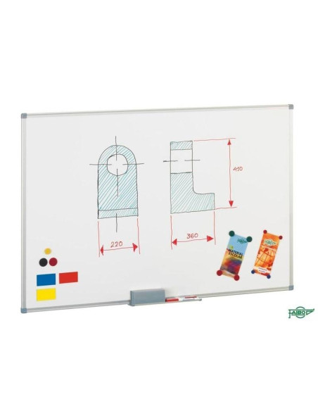FAIBO PIZARRA BLANCA METÁLICA MARCO DE ALUMINIO 120X180CM LACADO BLANCO