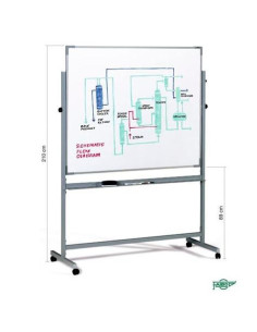 FAIBO PIZARRA BLANCA ACERO LACADO BLANCO LAS DOS SUPERFICIES VOLTEABLE MARCO DE ALUMINIO CON CAJETÍN 120X200CM