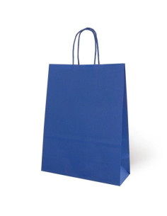FAMA BOLSA DE ASA RETORCIDA 125GR 15X8X21CM PAPEL AZUL OSCURO