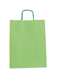 FAMA BOLSA DE ASA RETORCIDA 125GR 15X8X21CM PAPEL VERDE CLARO