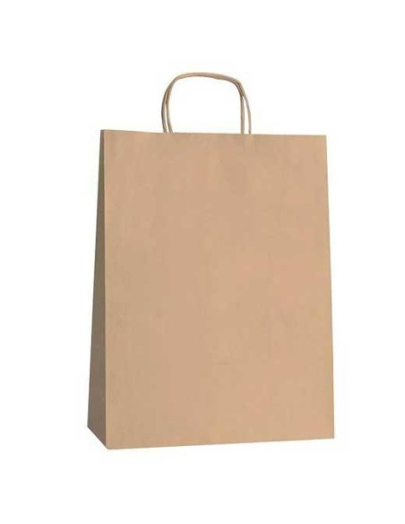FAMA BOLSA DE ASA RETORCIDA 125GR 26X10X35CM PAPEL MARRON OSCURO