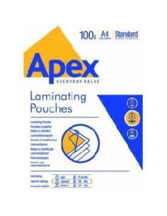 FELLOWES FUNDAS DE PLASTIFICAR APEX 125 MICRAS A4 BRILLO PACK 100 UD