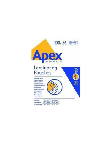 FELLOWES FUNDAS DE PLASTIFICAR APEX 125 MICRAS A4 BRILLO PACK 100 UD