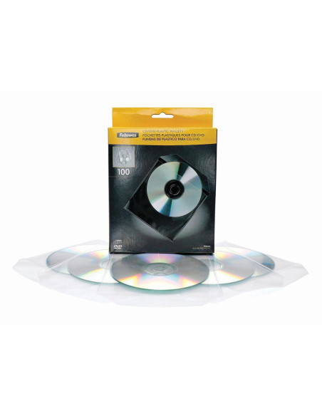 FELLOWES PACK DE 100 SOBRES PLÁSTICO CDS TRANSPARENTES