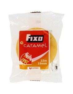 FIXO CINTA ADHESIVA TRANSPARENTE CARAMEL ROLLO 19MM X 33M EN BOLSITA