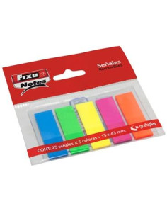FIXO MARCADORES ADHESIVOS BANDERITAS PET 13X43MM PACK 5 BLOC X 25H CSURTIDOS NEÓN