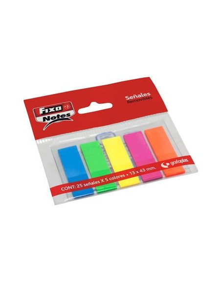 BANDERITAS ADHESIVAS FIXO NOTES 13x43 COLORES NEON PACK de 5