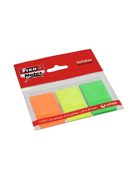 BANDERITAS ADHESIVAS FIXO NOTES 25x43 COLORES NEON PACK de 3