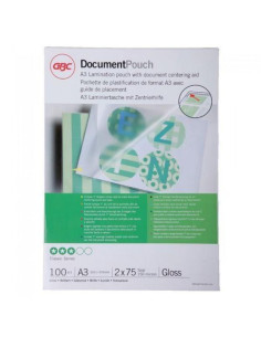 GBC FUNDAS DE PLASTIFICAR CARTERAS 2X75 MICRAS A3 -PACK 100U-
