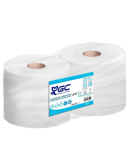 GC BOBINA INDUSTRIAL GOFRADO CELULOSA 2 CAPAS 1500450M PACK 2U BLANCO
