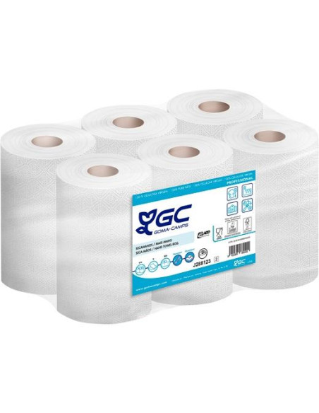 GC SECAMANOS MINI-MULTIUSO 2 CAPAS ADD SYSTEM 20060 FSC SACO DE 6 ROLLOS CELULOSA VIRGEN