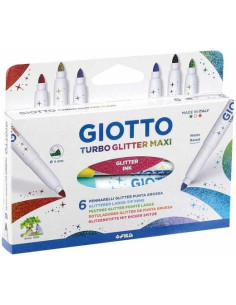 GIOTTO ROTULADORES TURBO GLITTER MAXI COLORES SURTIDOS ESTUCHE 6 UD