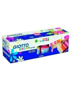 GIOTTO TÉMPERA ACRÍLICA DECOR COLORES SURTIDOS 12 BOTES 25ML