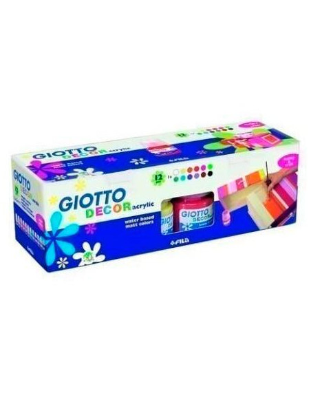 GIOTTO TÉMPERA ACRÍLICA DECOR COLORES SURTIDOS 12 BOTES 25ML