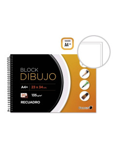 GOLDEN BLOCK DIBUJO ESPIRAL 20 HOJAS 135 GR CON RECUADRO 34 X 23 CM -5U-