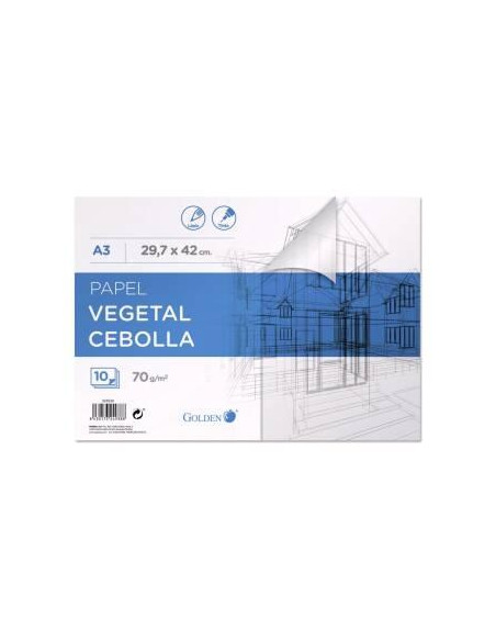 GOLDEN BLOC PAPEL VEGETAL ENCOLADO 10 HOJAS 70 GR 297X42 CM