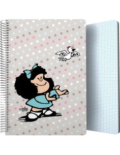 GRAFOPLÁS CUADERNO ESPIRAL FOLIO 80H 4X4MM 90GR TAPA PP MAFALDA BIRD