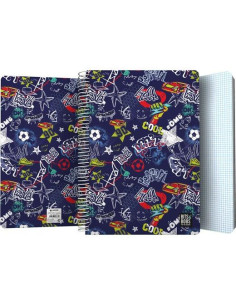 GRAFOPLÁS CUADERNO SR3 80H FOLIO 90GR 4X4MM 5 BANDAS COLOR TAPA PP BITS&BOBS STAR