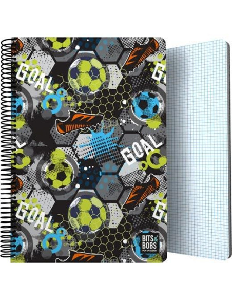 GRAFOPLÁS CUADERNO 80H FOLIO 90GR 4X4MM 5 BANDAS COLOR TAPA PP BITS&BOBS 24 GOAL