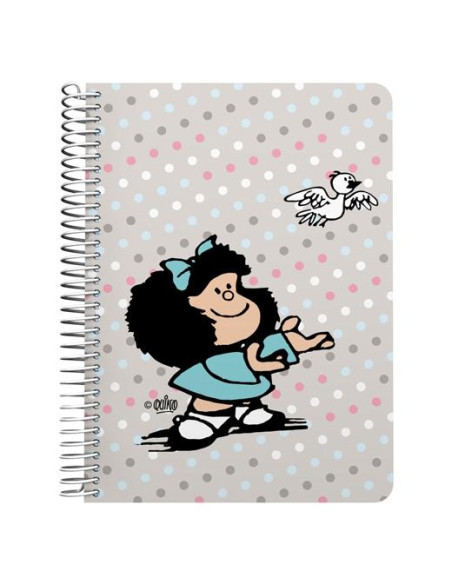 GRAFOPLÁS CUADERNO ESPIRAL 4 80H 4X4 90GR TAPA PP MAFALDA BIRD
