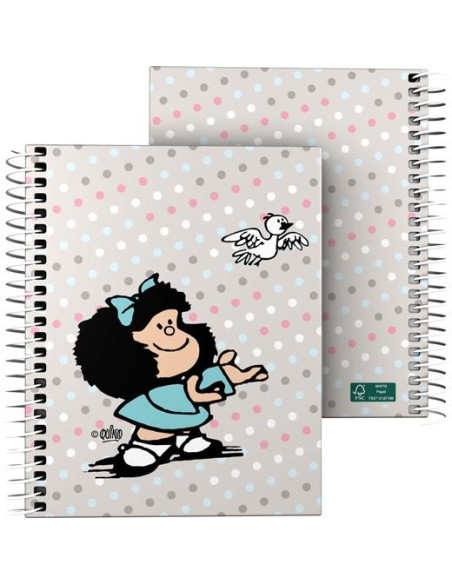 GRAFOPLÁS CUADERNO ESPIRAL A6 100H 5X5MM 70GR 4 BANDAS COLOR TAPA DURA MAFALDA BIRD