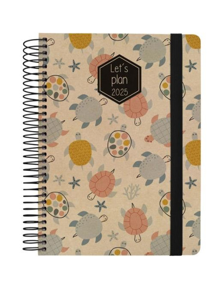 GRAFOPLAS AGENDA ANUAL NATURE DESIGN ESPIRAL 15X21CM DP CIERRE CGOMA TORTUGAS 2025