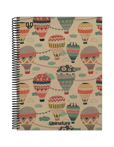 GRAFOPLÁS CUADERNO ESPIRAL A4 80H LISO 90GR KRAFT Y CARTÓN RECICLADO UNINATURE CAPADOCIA