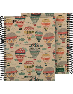 GRAFOPLÁS CUADERNO ESPIRAL A5 80H 4X4 90GR KRAFT Y CARTÓN RECICLADO UNINATURE CAPADOCIA