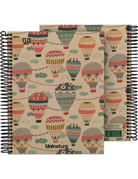 GRAFOPLÁS CUADERNO ESPIRAL A5 80H 4X4 90GR KRAFT Y CARTÓN RECICLADO UNINATURE CAPADOCIA