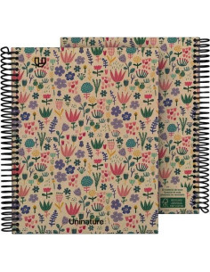 GRAFOPLÁS CUADERNO ESPIRAL A5 80H 4X4 90GR KRAFT Y CARTÓN RECICLADO UNINATURE HOLANDA