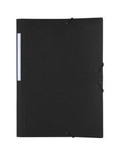 GRAFOPLÁS CARPETA CON GOMAS POLIGRAF 3 SOLAPAS FOLIO PP OPACO NEGRO