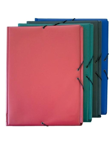 GRAFOPLÁS CARPETA CON GOMAS 3 SOLAPAS 14 FORRADAS PVC GRANATE