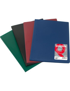 GRAFOPLÁS CARPETA POLIPLÁS DE POLIPROPILENO OPACO CON 20 FUNDAS SOLDADAS FOLIO NEGRO