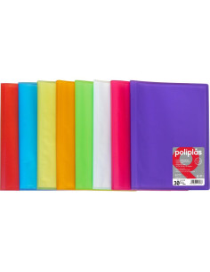 GRAFOPLÁS CARPETA POLIPLÁS DE POLIPROPILENO TRANSLÚCIDO CON 20 FUNDAS SOLDADAS FOLIO VIOLETA