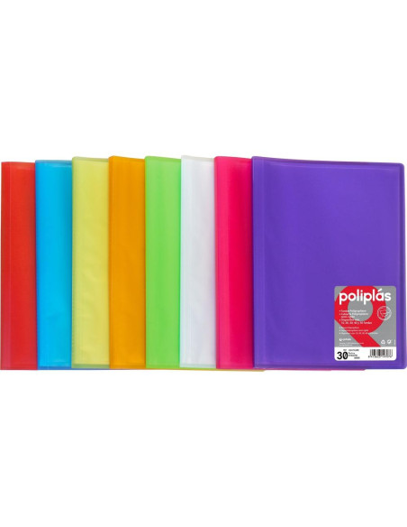 GRAFOPLÁS CARPETA POLIPLÁS DE POLIPROPILENO TRANSLÚCIDO CON 30 FUNDAS SOLDADAS FOLIO FUCSIA