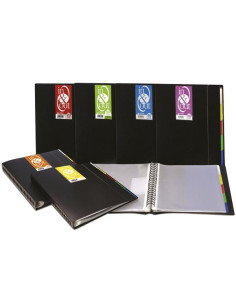 GRAFOPLÁS CARPETA 20 FUNDAS ESPIRAL A4 EXTRAÍBLES CALIDAD EXTRA 5 SEPARADORES PP RÍGIDO OPACO IN & OUT NEGRO