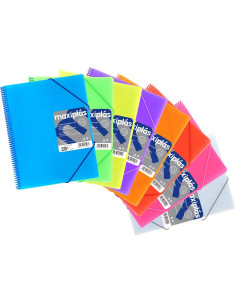 GRAFOPLÁS CARPETA MAXIPLÁS EN ESPIRAL CON GOMAS CON SOBRE CONTIENE 30 FUNDAS TALADRADAS A4 AMARILLO