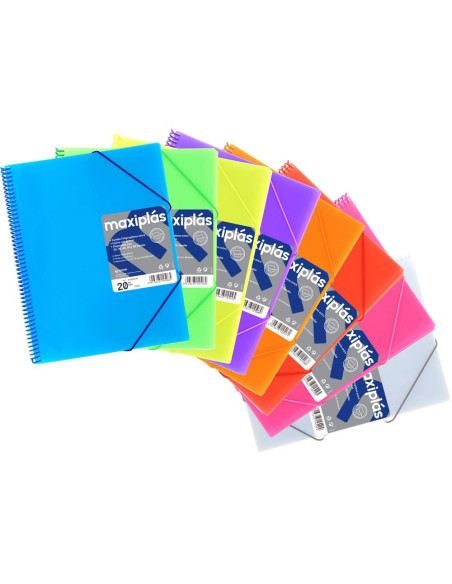 GRAFOPLÁS CARPETA MAXIPLÁS 40 FUNDAS A4  ESPIRAL CON GOMAS Y SOBRE TRANSLÚCIDO NATURAL