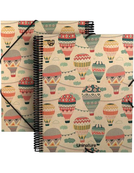 GRAFOPLÁS CARPETA FUNDAS ESPIRAL A4 40F CIERRE CGOMA KRAFT Y CARTÓN RECICLADO UNINATURE CAPADOCIA