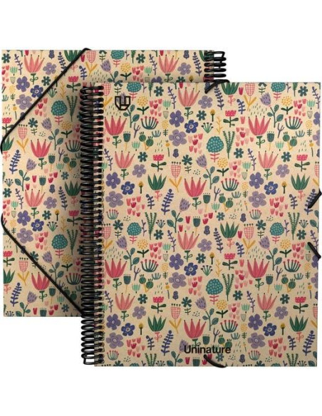 GRAFOPLÁS CARPETA FUNDAS ESPIRAL A4 40F CIERRE CGOMA KRAFT Y CARTÓN RECICLADO UNINATURE HOLANDA